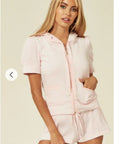 Velvet Zip-Up Hoodie & Shorts Co-Ord Set