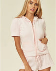 Velvet Zip-Up Hoodie & Shorts Co-Ord Set