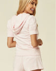 Velvet Zip-Up Hoodie & Shorts Co-Ord Set