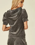 Velvet Zip-Up Hoodie & Shorts Co-Ord Set
