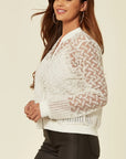 Floral Lace Organza Cardigan (WHITE)