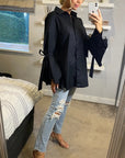 Bell sleeve shirt with ties in black