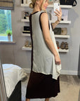 Chiffon Long Top Plain Cotton Maxi Dress (BROWN)