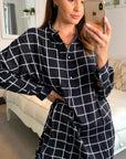 check print shirt dress