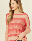 Pink stripe with eyelash lace jumper