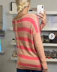 Pink stripe with eyelash lace jumper