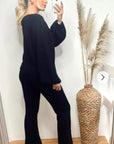 Knitted Loungewear Set In Black | Jumper and Trousers