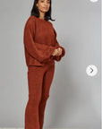 Knitted Loungewear Set In Brown | Jumper and Trousers