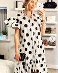 Polka Dot print dip hem dress