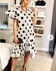 Polka Dot print dip hem dress
