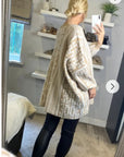 Fine knit oversized jumper with monogrammed pattern design in Beige and White