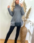 Oversized jumper with faux pearl embellishment in grey