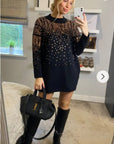 Gold sequin embellished front and sleeves design jumper in black