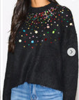 Multi color disco Sequin embellished design Soft knit jumper in Black