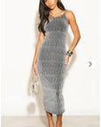 Scooped-neck sleeveless metallic-knit maxi dress in Sliver