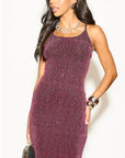 Scooped-neck sleeveless metallic-knit maxi dress in Pink
