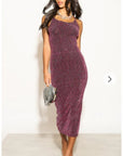 Scooped-neck sleeveless metallic-knit maxi dress in Pink