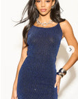 Scooped-neck sleeveless metallic-knit maxi dress in Royal Blue
