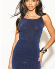 Scooped-neck sleeveless metallic-knit maxi dress in Royal Blue