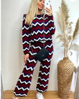 Zig Zag Print crop top and trousers tracksuits