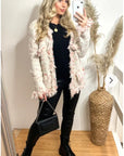 White pink Color Tweed Effect Knitted short Cardigan Jacket