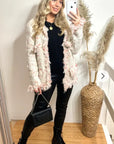 White pink Color Tweed Effect Knitted short Cardigan Jacket