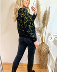 Stripe Print Neon Colour Soft Fluffy Jumper (Yellow)