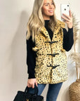 Faux Fur Oversize Hoody Coat (Dot Print)