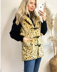 Faux Fur Oversize Hoody Coat (Dot Print)