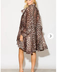 Oversized Leopard print billow dress with blouson sleeves