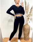 Loungewear Co-ord with Love Logo | Black Crop Top and Leggings
