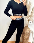 Loungewear Co-ord with Love Logo | Black Crop Top and Leggings