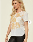 Gold Print T-shirt with Pocket (WHITE)