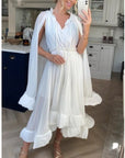 Ruffle Hem and Sleeves Oversized dress in White