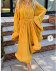 Ruffle Hem and Sleeves Oversized dress in Yellow
