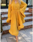 Ruffle Hem and Sleeves Oversized dress in Yellow