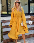 Ruffle Hem and Sleeves Oversized dress in Yellow