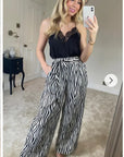 Wide Leg Trousers in Black and White Zebra Print