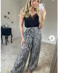 Wide Leg Trousers in Black and White Zebra Print