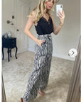 Wide Leg Trousers in Black and White Zebra Print