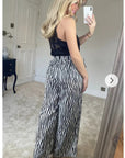Wide Leg Trousers in Black and White Zebra Print