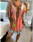 Leopard print chiffon kaftan top in pink
