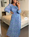 Pleated Long Sleeves Maxi Dress