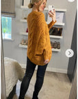 Cable knit oversize batwing cardigan in orange