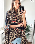 Oversized Shirt in Leopard and Chain Print