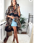 Oversized Shirt in Leopard and Chain Print