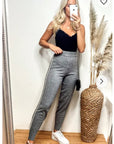 Soft Knit Jogging Bottoms with Side Stripes in grey
