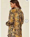 Silky Long Sleeve Shirt In Yellow Leopard Print