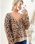 Leopard print oversized knit jumper