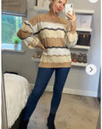 Multi color stripe soft knit oversized relaxed fit jumper balloon sleeves